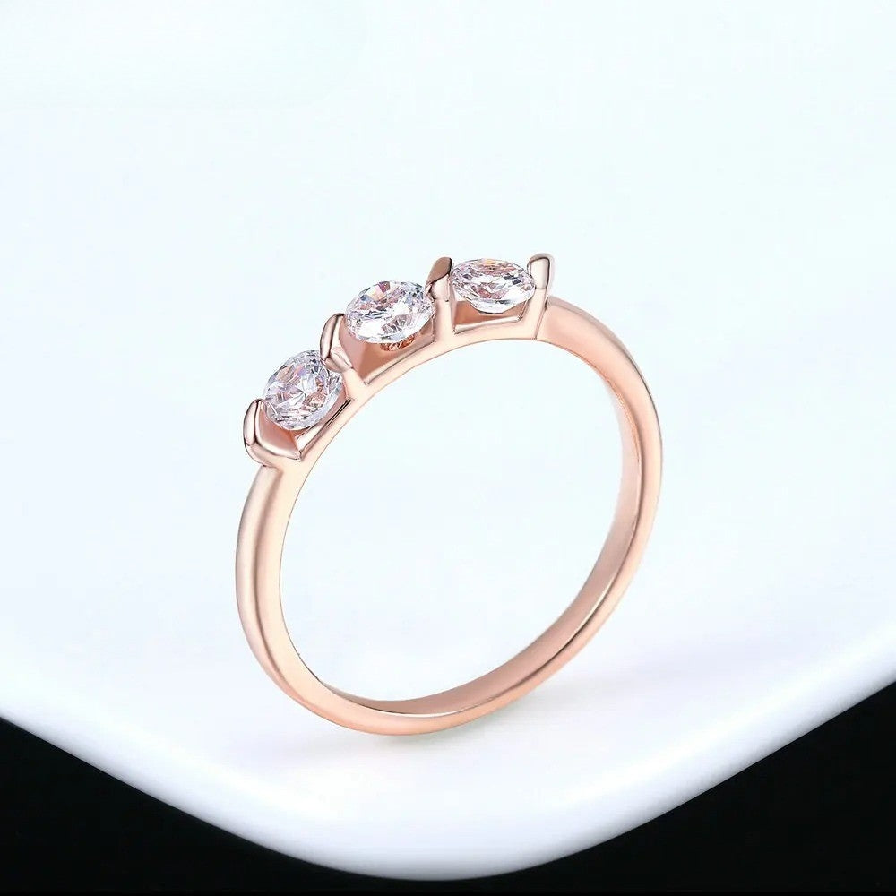 Timeless Rose Gold Triple Gemstone Crystal Ring