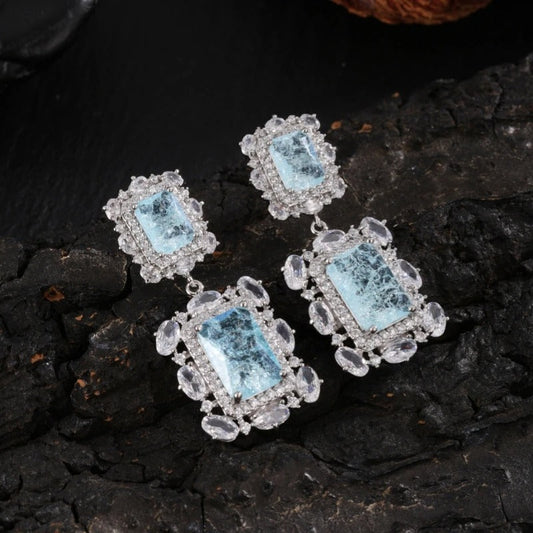 Vintage Blue Gem & Crystal Frame Earrings