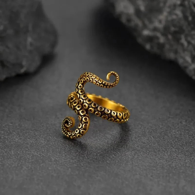 Vintage Gold Octopus Tentacle Adjustable Ring