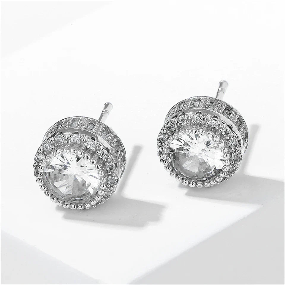 Vintage Silver Crystal Stud Earrings