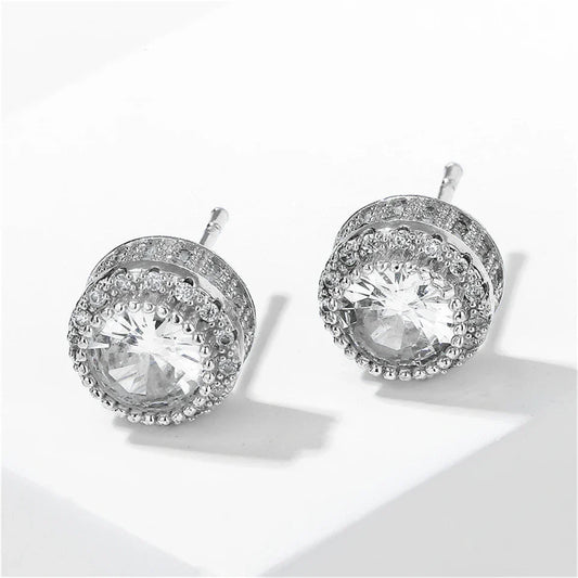 Vintage Silver Crystal Stud Earrings