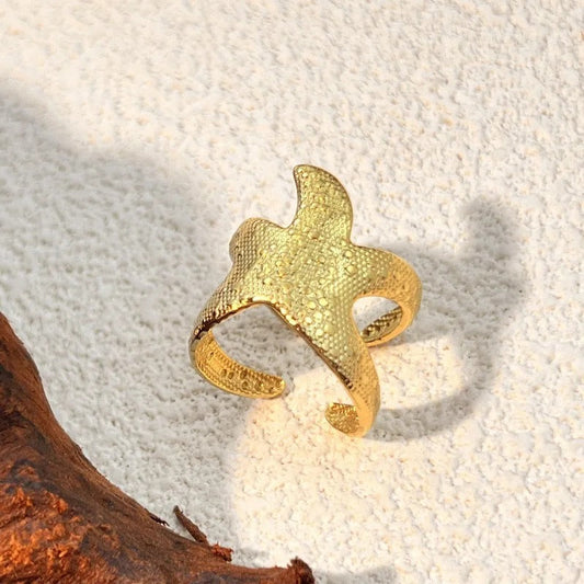 Vintage Gold Starfish Adjustable Ring