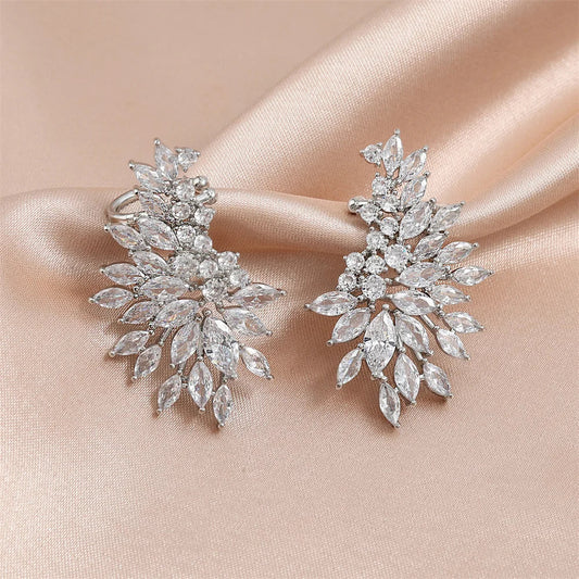 Vintage Silver Crystal Flower Earrings