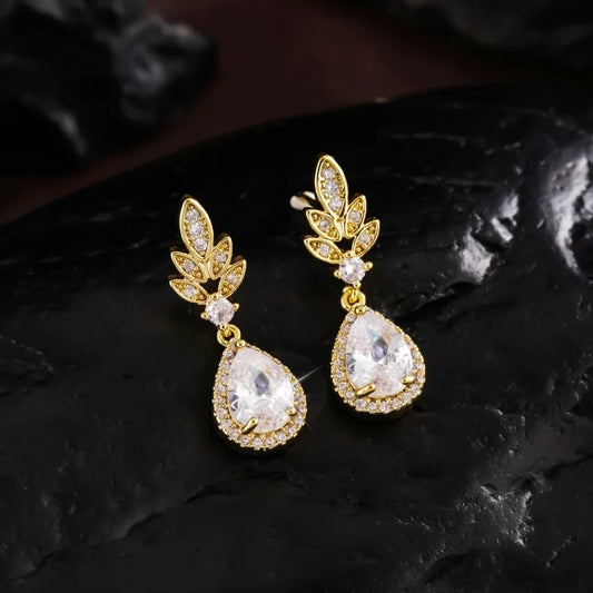 Gold Vintage Crystal Drop Earrings