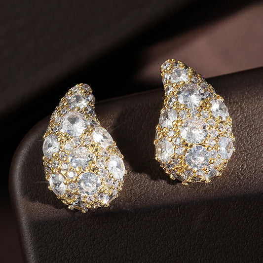 Vintage Gold Crystal Cluster Earrings