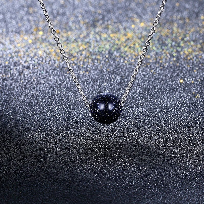 Silver Blue Sandstone Pendant Necklace