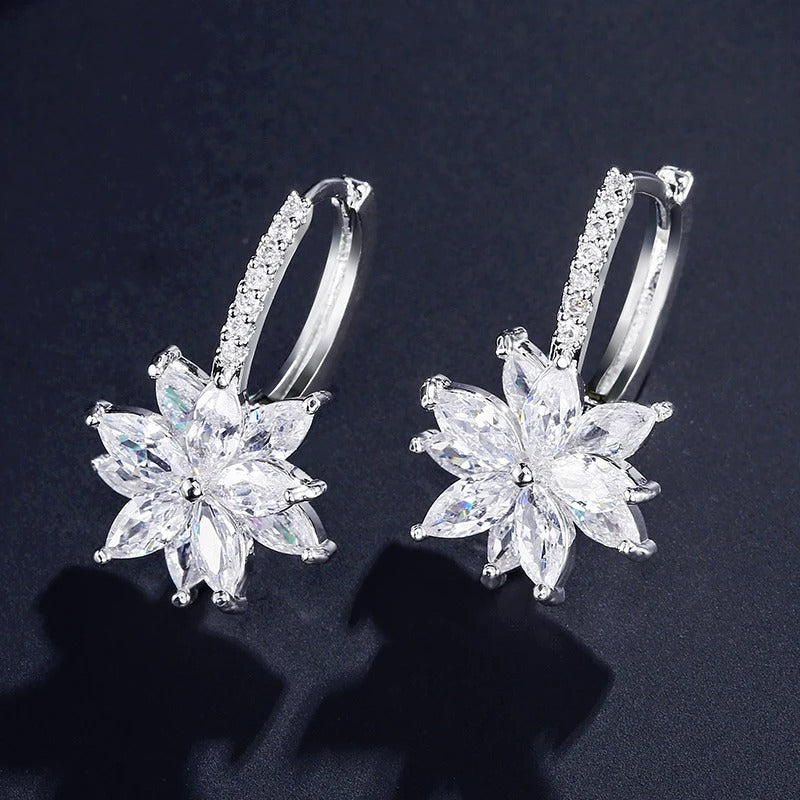 Silver Vintage Floral Drop Earrings