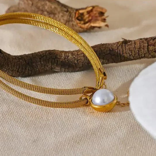 Vintage Pearl Drop Gold Bracelet