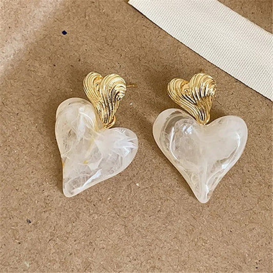 Vintage Heart Design & Swirling Gold Top Earrings