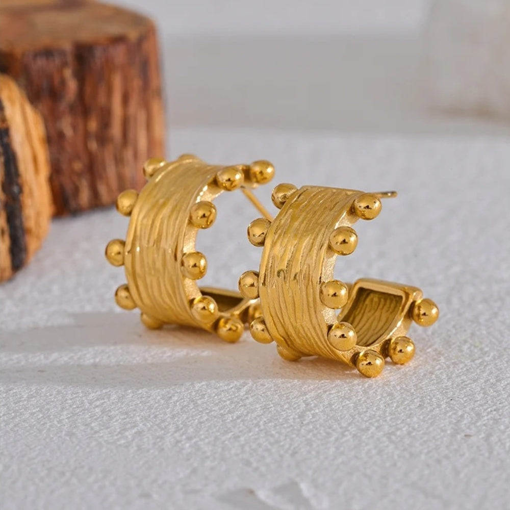 Vintage Gold C-Shaped Hoop Earrings