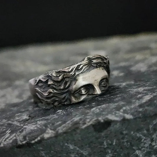 Vintage Mythical Face Silver Adjustable Ring