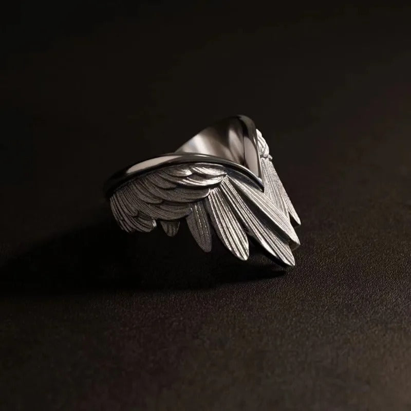 Vintage Silver Angel Wing Adjustable Ring