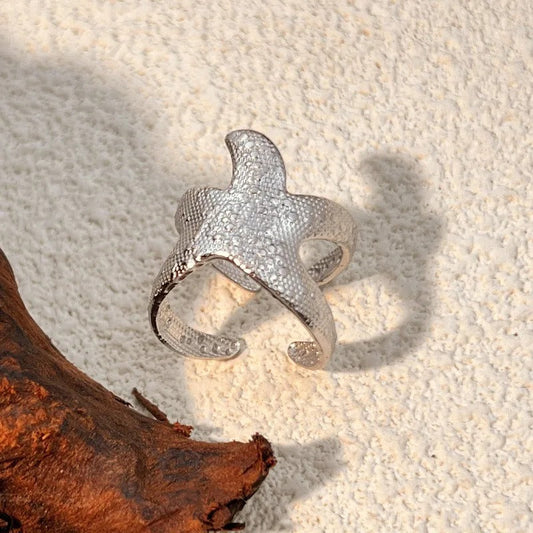Vintage Silver Starfish Adjustable Ring