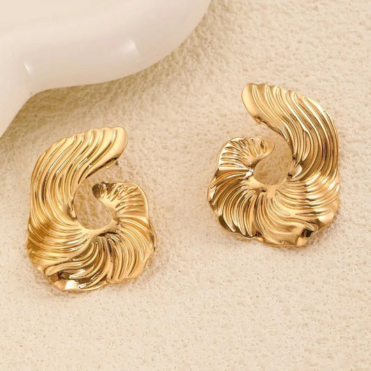 Vintage Gold Irregular Stud Earrings