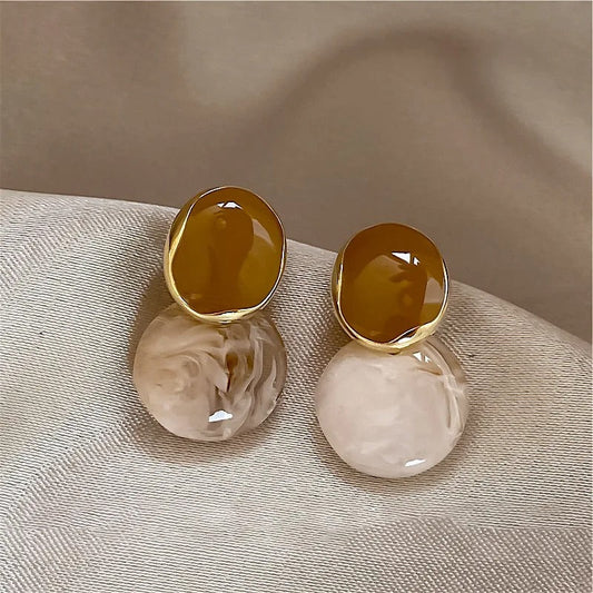 Vintage Earth Tone Gold Earrings