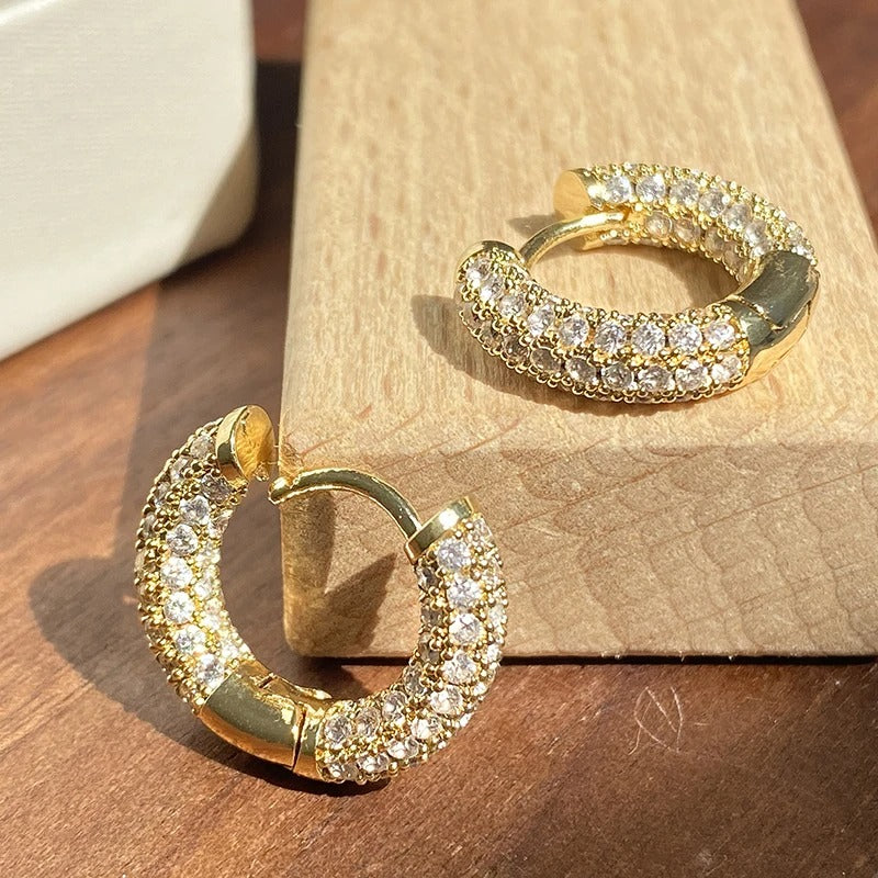 Vintage Crystal Gold Hoop Earrings