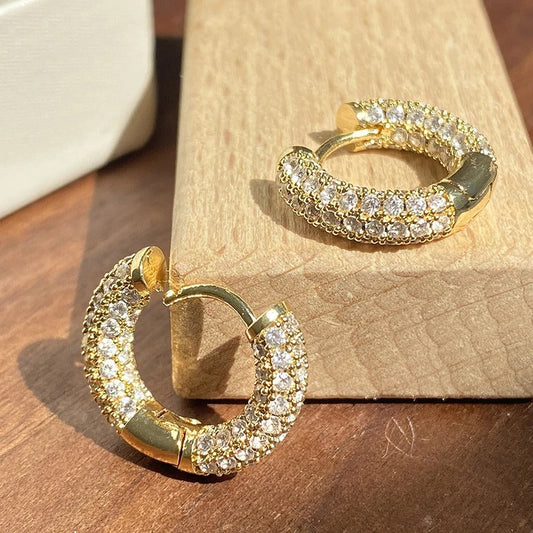 Vintage Crystal Gold Hoop Earrings