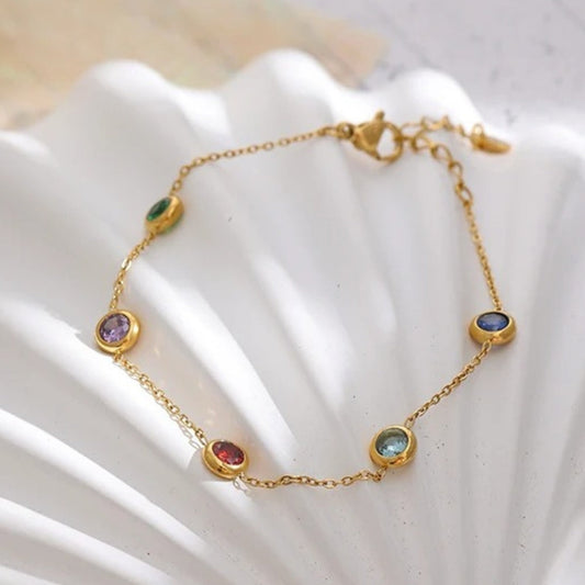 Vintage Gold Colorful Gemstone Bracelet