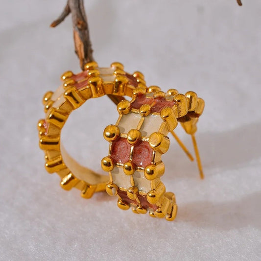 Vintage C-Shape Geometric Hoop Earrings