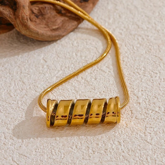 Vintage Gold Coil Pendant Necklace