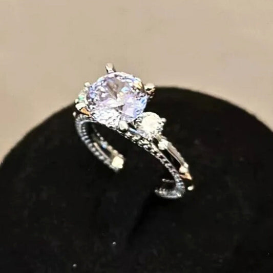 Vintage Silver Purple Gemstone Solitaire Ring