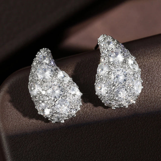 Silver Vintage Sparkling Water Drop Earrings