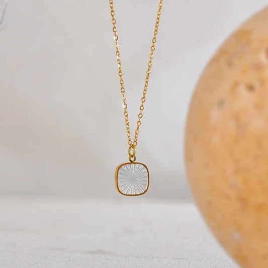 Vintage Etched Glass Charm Necklace