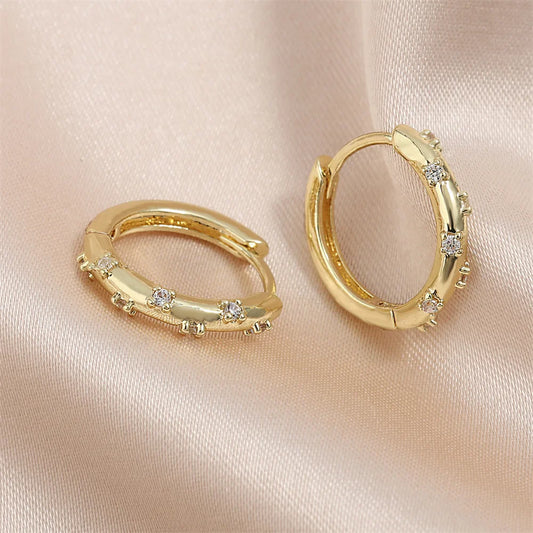 Classic Gold Diamond Accent Hoops