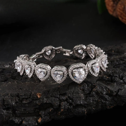 Silver Sparkling Heart Charm Bracelet