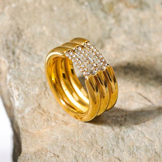 Vintage Triple Row Gold Ring