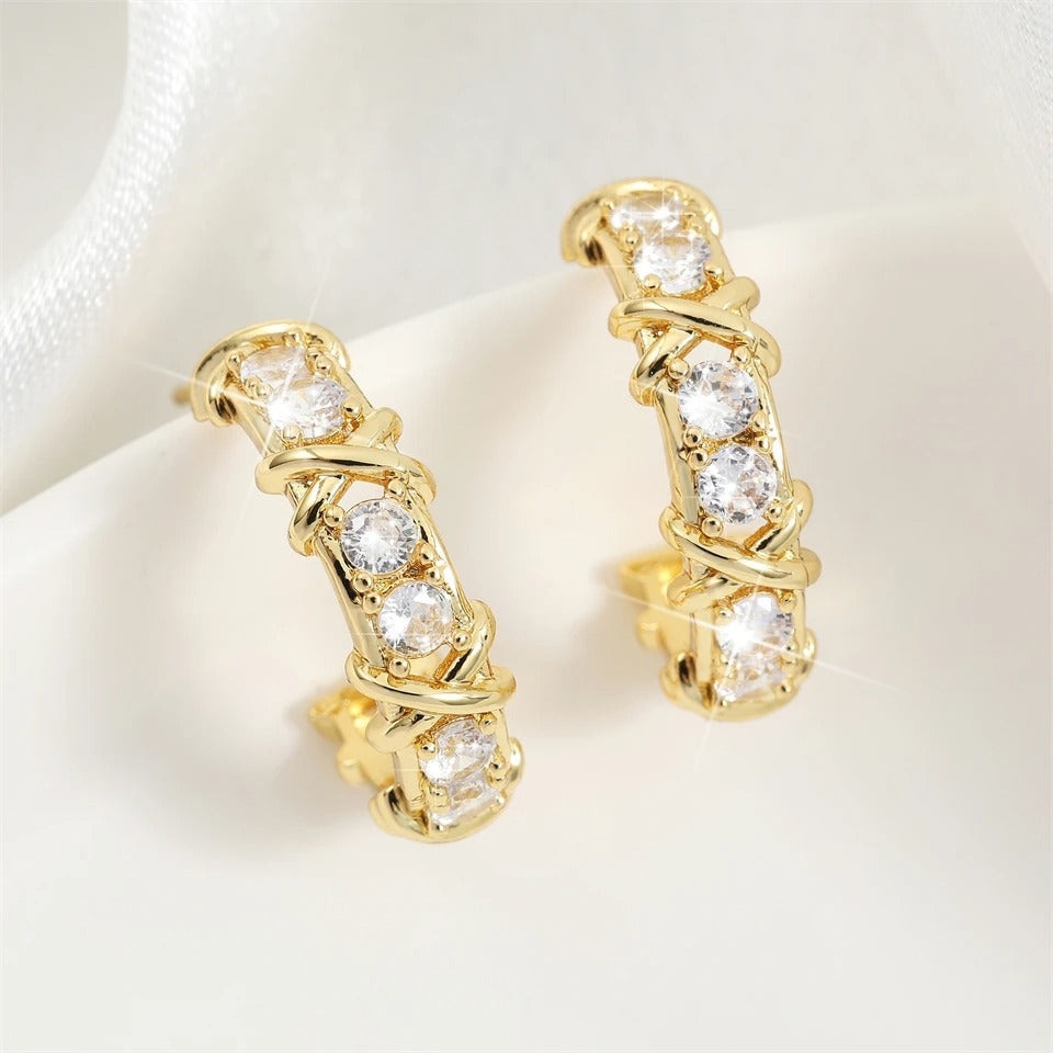 Vintage Gold C-Shaped Hoop Earrings