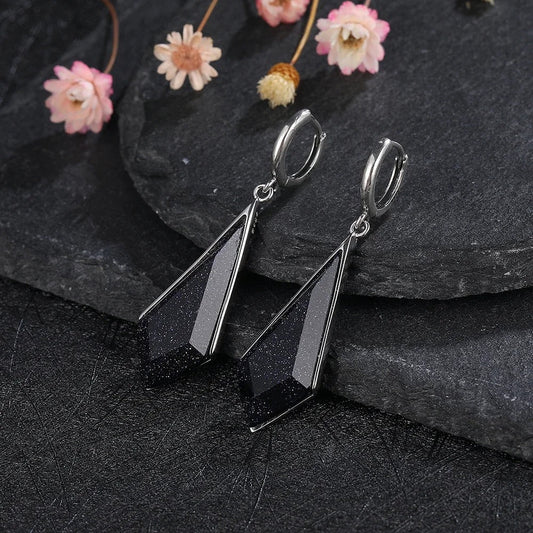 Vintage Silver Black Crystal Earrings