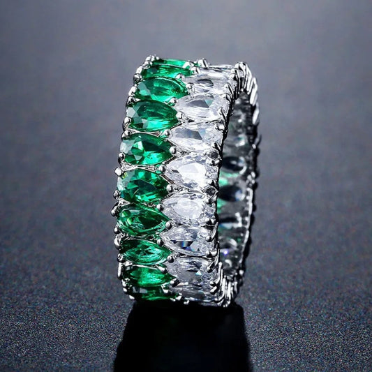 Silver Two-Tone Sparkle Gem Ring