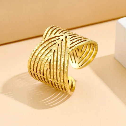 Sculpted Abstract Gold Adjustable Ring