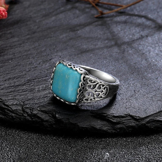 Vintage Turquoise Accent Silver Ring