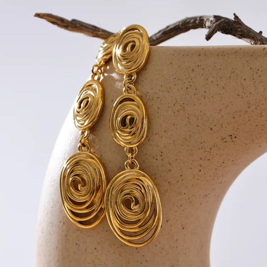 Vintage Gold Spiral Drop Earrings