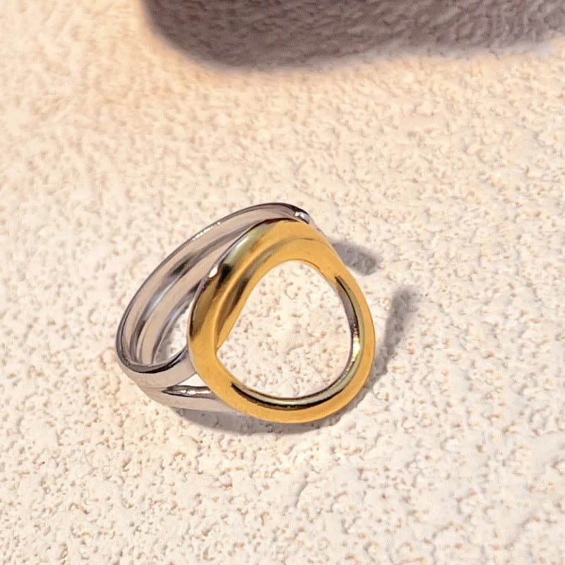 Vintage Gold & Silver Oval Adjustable Ring