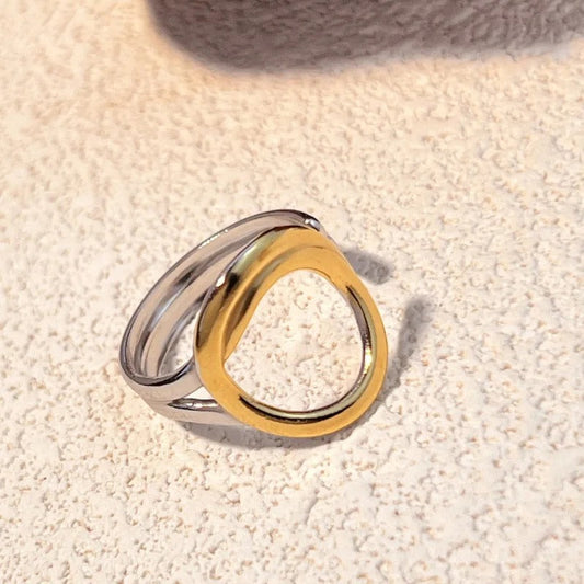 Vintage Gold & Silver Oval Adjustable Ring