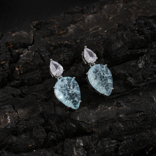 Silver Vintage Aquamarine Drop Earrings
