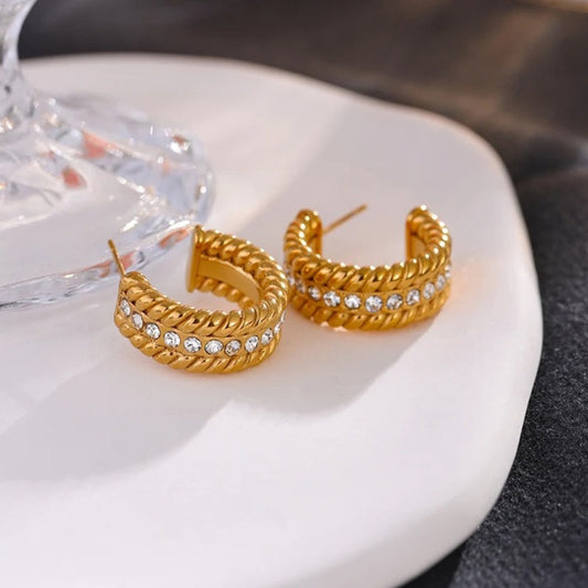 Vintage Twisted Gold Sparkle Earrings