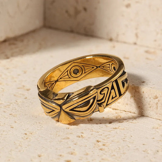 Vintage Tribal Eye Gold Adjustable Ring