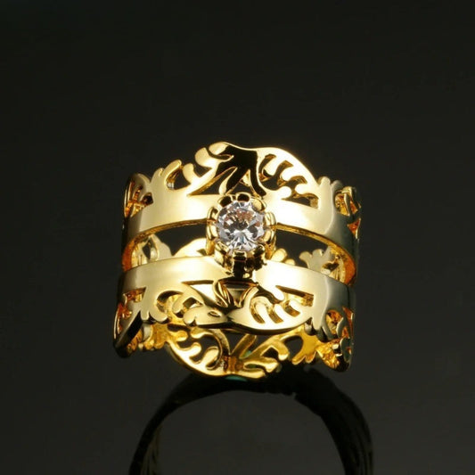 Antique-Style Gold Openwork Floral Ring