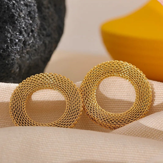 Vintage Gold Mesh Circle Earrings